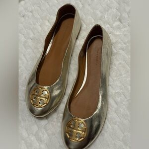 Tory Burch Women's Benton 2 Nappa Leather Ballet Flat gold Size:10.5